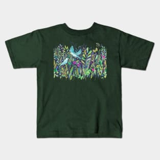 Little Garden Birds in Watercolor Kids T-Shirt